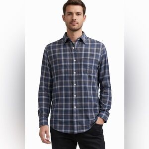 Converse One Star Blue Plaid Button Down Shirt Grunge Streetwear Flannel Medium